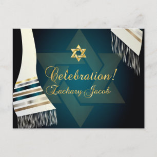 PixDezines Tallit Mitzvah Feier/Teal Grün Einladungspostkarte