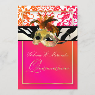 PixDezines Tanza Damask/Quinceanera/Zebra Einladung
