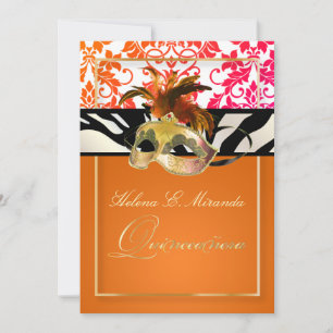 PixDezines Tanza Damask/Quinceanera/Zebra Einladung