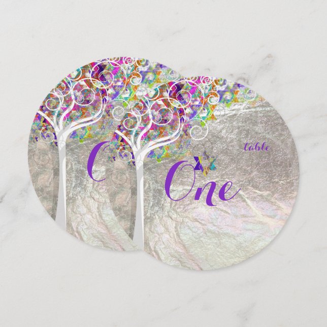 PixDezines-Tischnummern-Baum des Lebens Mitzvah Einladung (Vorne/Hinten)