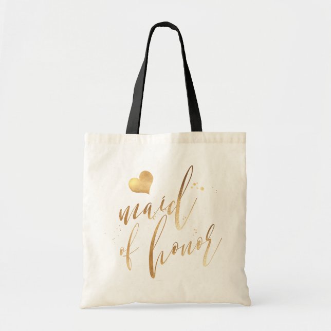 PixDezines-Trauzeugin/Imitate Gold-Script Tragetasche (Vorne)