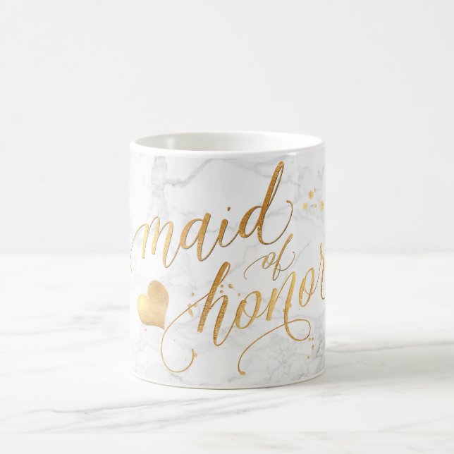 PixDezines Trauzeugin/Marmor+Imitate Gold/Script Tasse (Mittel)