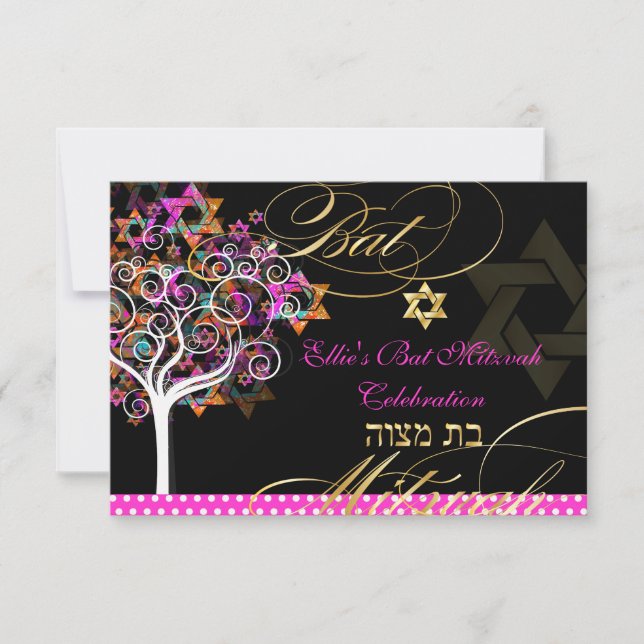 PixDezines Tree des Lebens/Bat Mitzvah Feier RSVP Karte (Vorderseite)