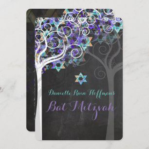 PixDezines Tree of Life Bat Mitzvah/Chalkboard Einladung