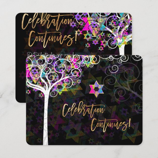 PixDezines Tree of Life Bat Mitzvah/Empfang Einladung (Vorne/Hinten)