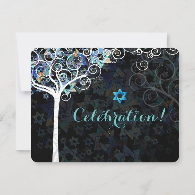 PixDezines Tree of Life Bat Mitzvah/Empfang Einladung (Vorderseite)