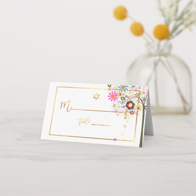 PixDezines Tree von LIfe+Floral+Imitate Gold Platzkarte (Vorderseite)