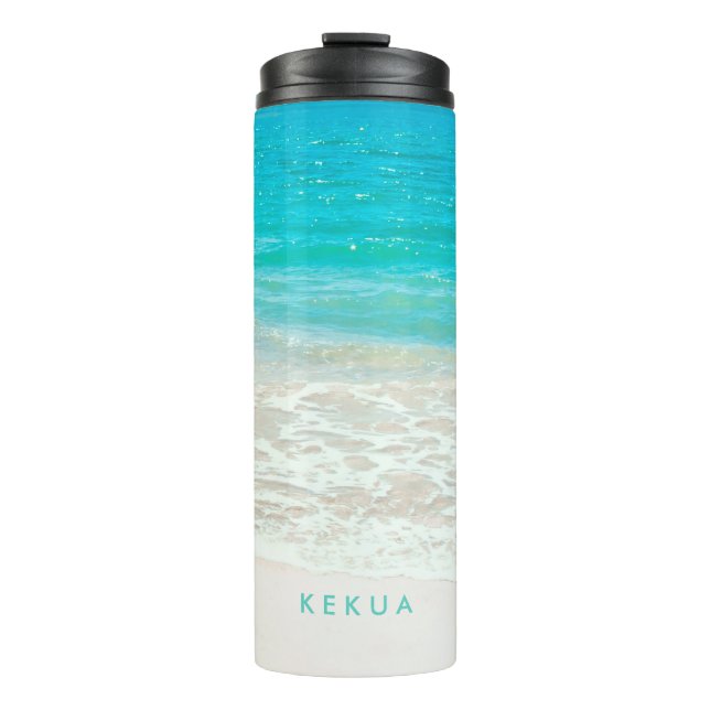 PixDezines Tropical Beach Thermosbecher (Vorderseite)