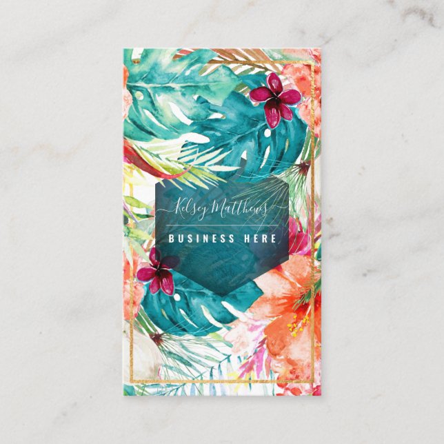 PixDezines tropische Blume Foliage Visitenkarte (Vorderseite)