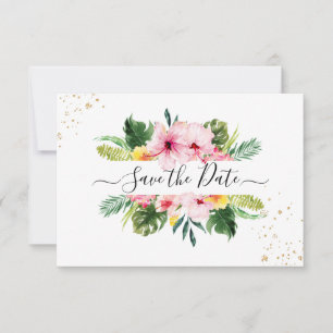 PixDezines tropisches Flora und Foliage Save The Date