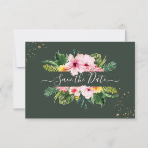PixDezines Tropisches Floral & Laub Jägergrün Save The Date