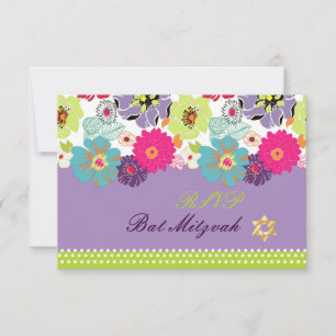 PixDezines uAwg/Alegre Retro-Blüte, Bat Mitzvah RSVP Karte