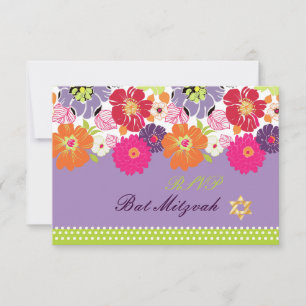PixDezines uAwg/Alegre Retro-Blüte, Bat Mitzvah RSVP Karte