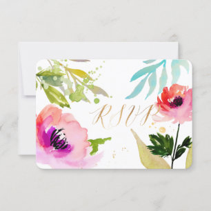PixDezines UAWG Aquarellfarben, blorfarben/rosa RSVP Karte