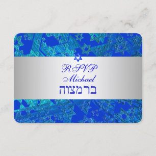 PixDezines uAwg Bar mitzvah/blau/silber RSVP Karte
