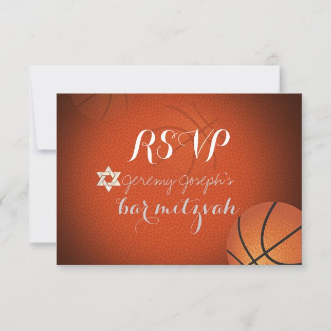 PixDezines UAWG Basketball Bar Mitzvah ✡ RSVP Karte (Vorderseite)