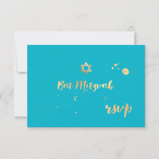 PixDezines uAwg bat mitzvah/blau/blau/blau RSVP Karte (Vorderseite)