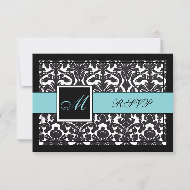 PixDezines uAwg Black Flora Damask/DIY-Farben RSVP Karte (Vorderseite)