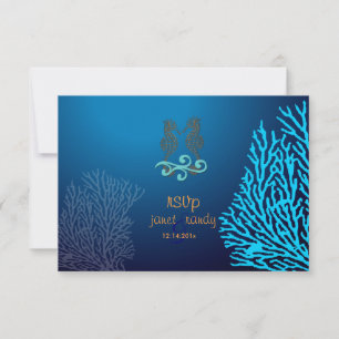 PixDezines uAwg Blue Coral+Seepferd, Party am Stra RSVP Karte