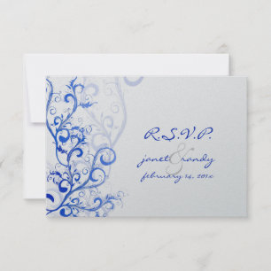 PixDezines uAwg Blüh/Wirbel Blätter/blau RSVP Karte