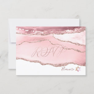PixDezines UAWG Blush Burgundy Agate Bat Mitzvah ✡ RSVP Karte