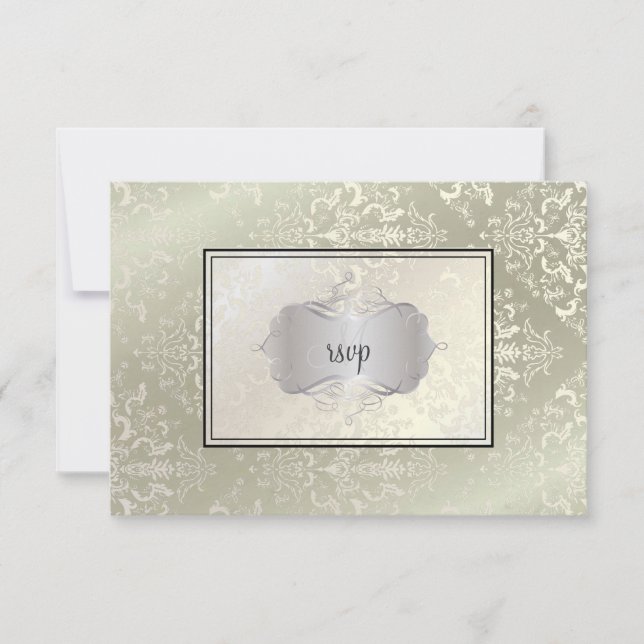 PixDezines uAwg Étienne Damask RSVP Karte (Vorderseite)