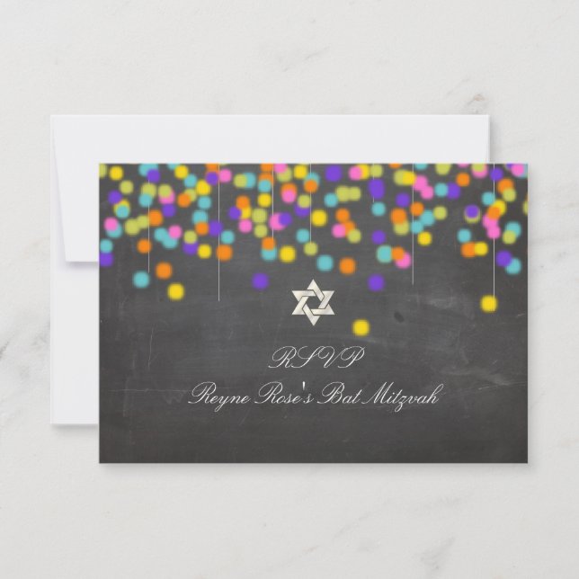PixDezines uAwg fiesta+chalkboard/bat mitzvah RSVP Karte (Vorderseite)