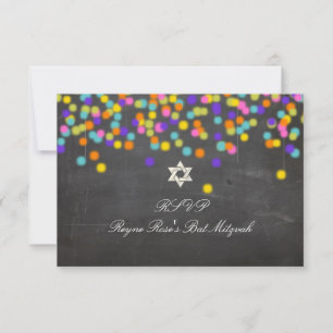 PixDezines uAwg fiesta+chalkboard/bat mitzvah RSVP Karte