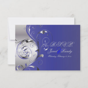 PixDezines uAwg Filigree+Wirbel/silber+blau RSVP Karte