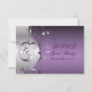 PixDezines uAwg Filigree+Wirbel/Silber+Lavendel RSVP Karte
