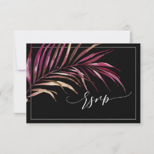 PixDezines UAWG, Fronds Roter Palm Imitate Gold RSVP Karte