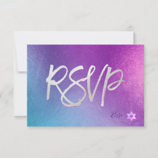 PixDezines UAWG H2 Ombre Lila+Pink Bat Mitzvah ✡ RSVP Karte