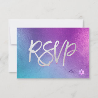 PixDezines UAWG H2 Ombre Lila+Pink Bat Mitzvah ✡ RSVP Karte