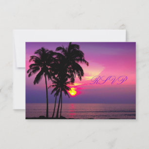 PixDezines uAwg Hawaiian Sunset Beach Scence RSVP Karte