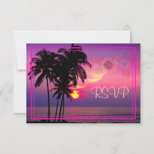 PixDezines uAwg Hawaiian Sunset Beach Scence RSVP Karte