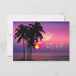 PixDezines uAwg Hawaiian Sunset Beach Scence RSVP Karte