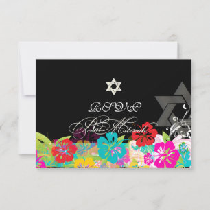 PixDezines uAwg Hibiskus/Bat Mitzvah Einladung