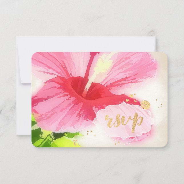 PixDezines uAwg Hibiskus/Luau/Imitate Perchment RSVP Karte (Vorderseite)