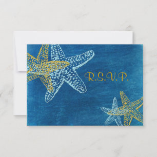 PixDezines uAwg, Hochzeit Starfish/blau/Strand RSVP Karte