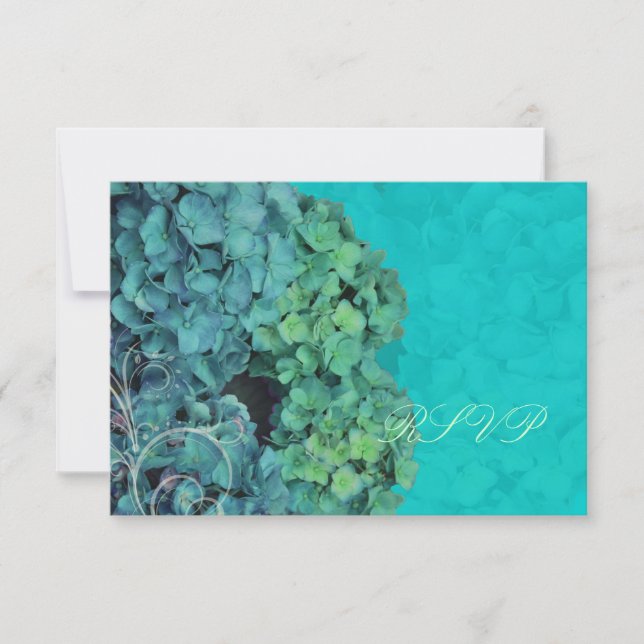 PixDezines UAWG Hydrangea, blau/aquamarin RSVP Karte (Vorderseite)