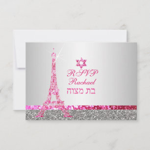 PixDezines uAwg Imitats Glitzer eiffel/Fledermaus RSVP Karte