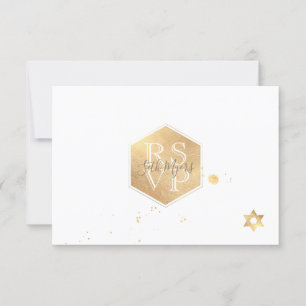 PixDezines UAWG Imitats Gold Honeycomb Bar Mitzvah RSVP Karte