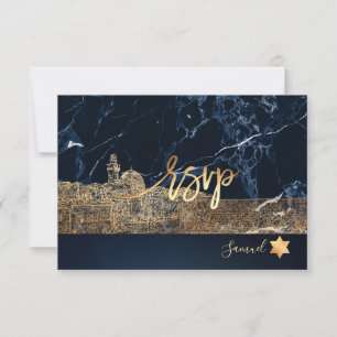 PixDezines UAWG Jerusalem Wall Bar Mitzvah ✡ RSVP Karte