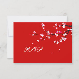 PixDezines uAwg Love Birds+Rote Kirsche/Graufarbe RSVP Karte