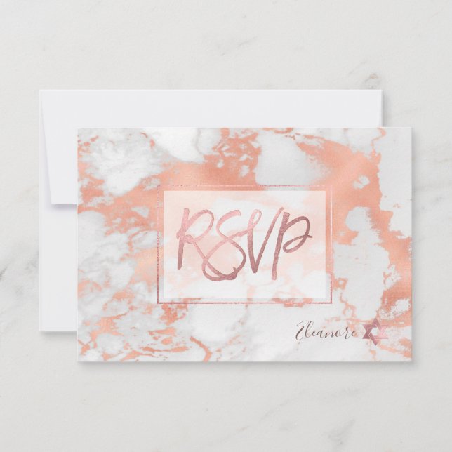 PixDezines UAWG Marble Rose Gold Bat Mitzvah ✡ RSVP Karte (Vorderseite)