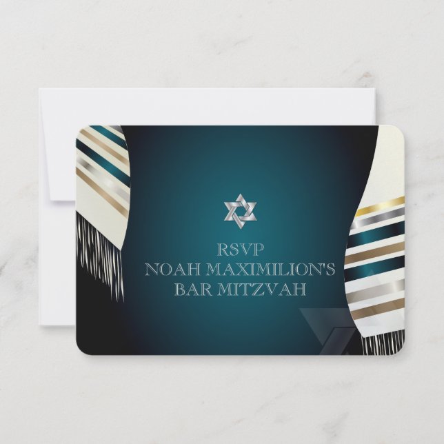 PixDezines UAWG Mitzvah/aquamarine Hintergrundfarb RSVP Karte (Vorderseite)
