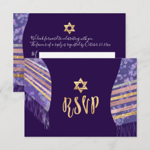 PixDezines uAwg mitzvah/Lila Tallit Einladung
