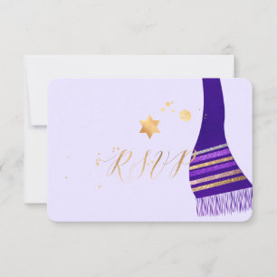 PixDezines uAwg mitzvah/Lila Tallit RSVP Karte