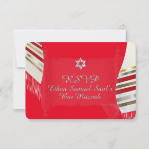 PixDezines UAWG MITZVAH/RED TALLIT/DIY Hintergrund RSVP Karte