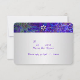 PixDezines uAwg/Mod stars/Mitzvah/violett/silber RSVP Karte